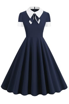 1950s Style Dresses, Navy Blue Summer Dress, Vintage Wedding Party, Vintage Dress 60s, Robes Vintage, 1950s Dresses, Free Dress, Retro Glamour, Dress Models