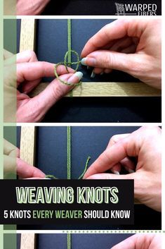 the instructions for weaving knots are shown in three different pictures, including one being tied up and