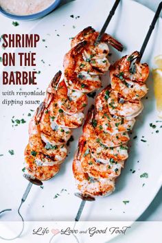 shrimp on the barbeque with remoulade dipping sauce