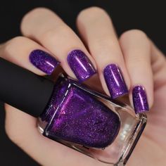 Art District - Regal Purple Holographic Nail Polish by ILNP Ilnp Polish, Ilnp Nail Polish, Purple Holographic, Purple Nail Polish, Nice Nails, Holographic Nail Polish, Purple Nail, Fall Acrylic Nails, Popular Nails