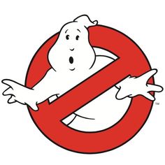 a cartoon ghost holding a no entry sign