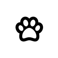 a black and white paw print on a white background