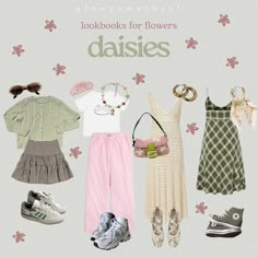 Cute Spring Outfits Colorful, Daisy Inspired Outfits, Daisies Aesthetic, Outfit Ideas Colorful, 2000s Japanese Fashion