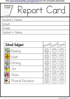 the report card for students to use in their school's writing and spelling skills