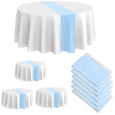 a set of table cloths and place settings for a wedding or other function event