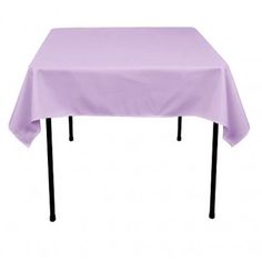 a table with a purple cloth on it