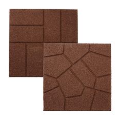 two brown tiles are shown on a white background and one is made out of concrete