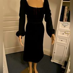 Derreck Lam Classic All-Season Black Crepe Dress. Beautiful Satin Quilting At Waist And Hem. Excellent Condition. Worn Just Twice. Please See Pictures For Details. Slightly Sheer Bodice & Velvet Strips. Excellent Bundle Bargains. Black Crepe Dress, Satin Quilt, Derek Lam, Crepe Dress, Dress Beautiful, Bodice, Quilting, Black Dress, Velvet