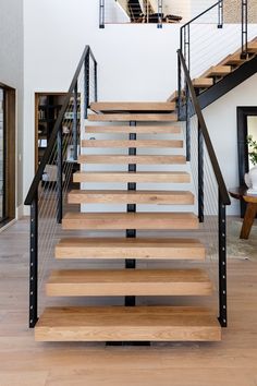 the stairs are made of wood and metal