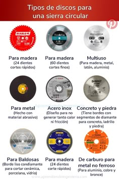 various types of circular discs in spanish