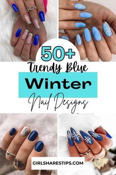 Blue Winter Nail Designs, Navy Nails Design, Blue Winter Nails, Cute Winter Nails, Winter Nail Trends, Navy Nails, December Nails, January Nails, Fall Manicure