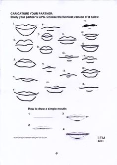 the diagram shows how to draw lips for each person's face and their mouth