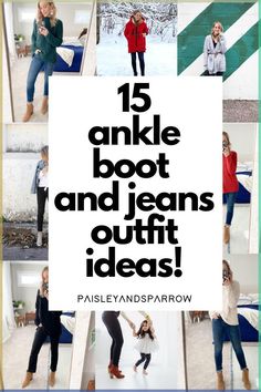 Wondering how to wear ankle boots with jeans? Here are 15 outfit ideas you will love! Styles with skinny jeans and straight leg, casual and date night! How To Style Jeans And Boots, Jeans And Short Boots Outfit, What Pants To Wear With Ankle Boots, Wearing Jeans With Ankle Boots, How To Wear Red Boots, Fall Jeans Outfit Casual Ankle Boots, How To Wear Straight Leg Jeans Boots, Sweater Jeans And Boots Outfit, Outfit Ideas With Boots And Jeans