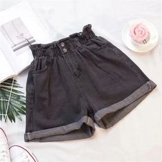 Summer Women's Shorts Fashion Blue Cotton Denim Shorts Female Elastic– Queencloth Summer Wear For Women, Old School Fashion, Summer Shorts Denim, Elastic Waist Jeans, Casual Chique, Female Shorts, Moda Jeans, Summer Denim, Jeans Casual