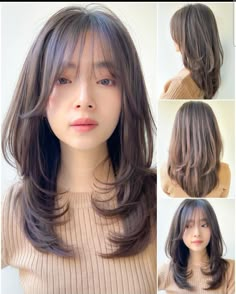 Korean Oval Haircut, Korean Haircut Style, Layer Oval Haircut Short, Korean Hairstyle Short Shoulder Length, Korean Wolf Cut Hair Medium, Korean Medium Hair Layered, French Cut Hairstyle For Women, Hush Cut For Round Face, Haircut Oval Layer