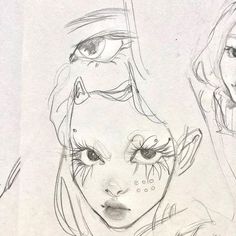 two drawings of girls with different facial expressions