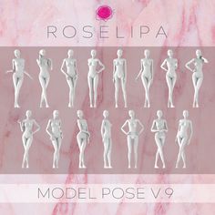 the model poses for roselipa v9 are shown in white and pink marble