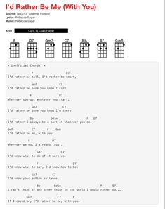 the guitar chords for i'd rather be me with you, written in red