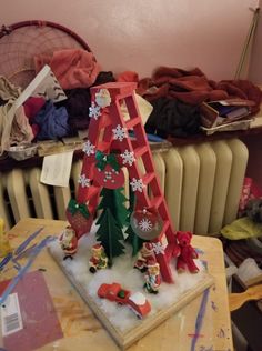 a christmas tree made out of construction paper