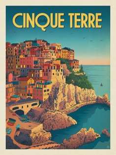 an old poster advertising cinque terre