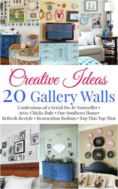 the cover of creative ideas 20 gallery walls