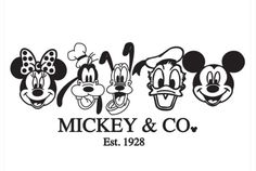 mickey and minnie mouses logo with the name mickey & co est 1932 on it