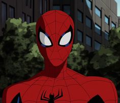 spider - man from the animated series, with his eyes wide open in front of him