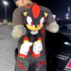 Knuckles Plush Backpack, Shadow Plush Backpack, Shadow Sonic Backpack, Shadow Outfit Sonic, Shadow The Hedgehog Clothes, Sonic Backpack Y2k, Sonic The Hedgehog Outfit, Plush Backpack Outfit, Sonic Bookbag