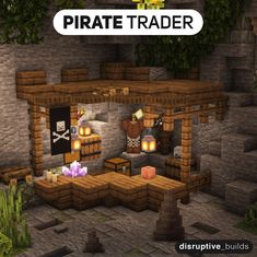 an image of a pirate room in minecraft with the text pirate trader above it