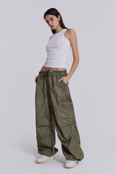 Shop Khaki Oil Wash Parachute Pants | Jaded London | Clothing Parachute Pants Pull&bear, Air Bag Pants, Motel Rocks Parachute Pants Green, Stone Parachute Pants, Bella Parachute Pants, High Waist Parachute Pants, Parachute Pants Mesh Top, Parachute Pants Pull And Bear, Jaded London Thermal Pants