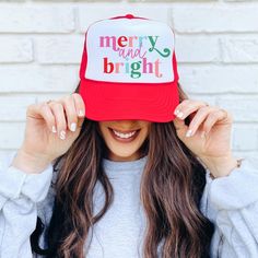 Introducing our Merry and Bright Christmas trucker hat! Crafted for comfort and style, it adds retro vibes to any Christmas wardrobe. The adjustable snapback closure ensures a perfect fit. Make a statement with this adorable hat! If you have questions or want something different, please message me! Christmas Trucker Hat Ideas, Christmas Trucker Hat, Trucker Hat Ideas, Christmas Wardrobe, Christmas Baseball, Merry And Bright Christmas, Custom Trucker Hats, Fall Craft, Bright Christmas