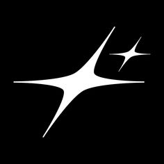 an abstract black and white logo with two stars on the top, one star in the middle