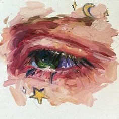 a painting of an eye with stars on it