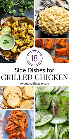 side dishes for grilled chicken with text overlay that says side dishes for grilled chicken