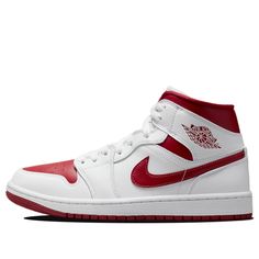 Nike Womens Air Jordan 1 Mid Reverse Chicago Basketball Shoes/Sneakers Jordan 1 Mid Red, Jordan 1 Mid Women, Air Jordan Mid, Air Jordan 1 Mid White, Jordan Mid, Jordan Model, Jordan 11 Retro Low, Womens Air Jordans, Air Jordan 6