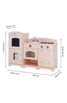 a toy kitchen set with an oven and sink