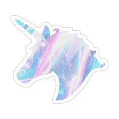 a unicorn sticker with pastel paint on it