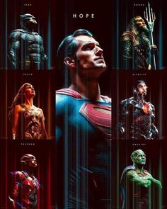 the poster for man of steel is shown in multiple different colors and sizes, including one with