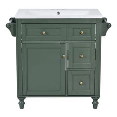 an image of a bathroom vanity with drawers and a white counter top on the side