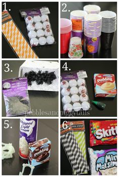 the instructions for making halloween treats including candy, marshmallows and candies