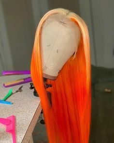 Bday Hair, Orange Wig, Colorful Wig, Ombre Blonde, Human Virgin Hair, Colored Wigs, Hair Laid, Dope Hairstyles, Front Lace Wigs Human Hair