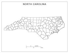 the north carolina map is shown in black and white