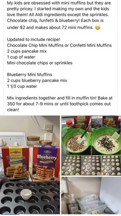 the recipe for making mini muffins is shown