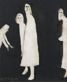 three women in white dresses are standing next to each other