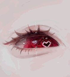 an eye with red and white hearts on it