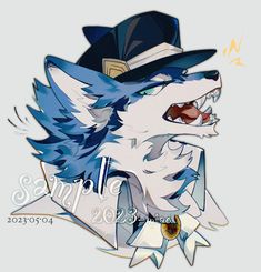 the wolf is wearing a hat and tie