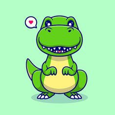 a cartoon alligator with an empty thought bubble above it's head, on a green background