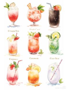 the different types of cocktails are shown in this illustration