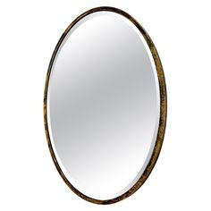 an oval mirror is shown against a white background