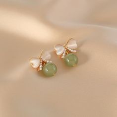 Flying Butterflies • Natural Emerald Jade stone earrings – Deegnt Jade Green Aesthetic, Jade Jewelry Design, Flying Butterflies, Emerald Green Earrings, Steampunk Accessories, Jasper Earrings, Opal Earrings Stud, Synthetic Opal, Jade Earrings